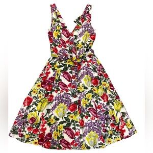 Baraschi Floral 100% Cotton Button Down Dress with Pockets